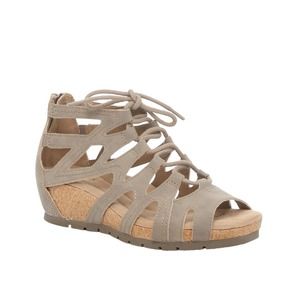 Earth Spirit Women's Taupe Kendra Wedge Sandals Back Zip